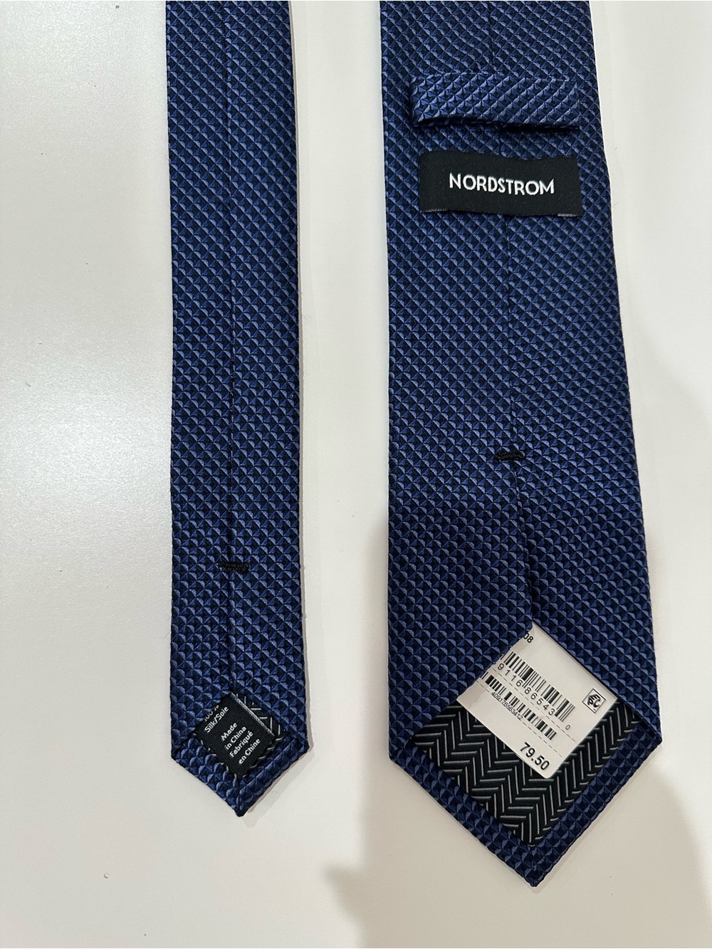 Navy Color Solid Silk Tie New with Tags | Nordstrom Men's Necktie | Size O/S - Picture 10 of 14